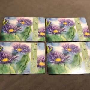 Pimpernel hardboard placemats featuring a blue waterlily pattern Lot of 4